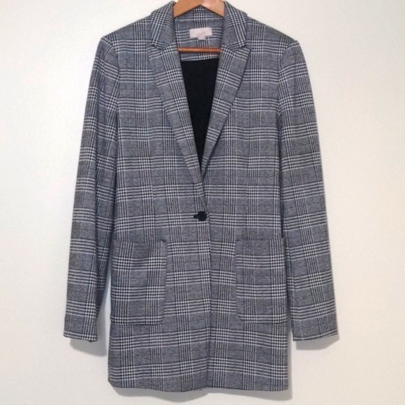 NEW W/O TAGS LOFT Long Herringbone Checked Blazer - Picture 1 of 5